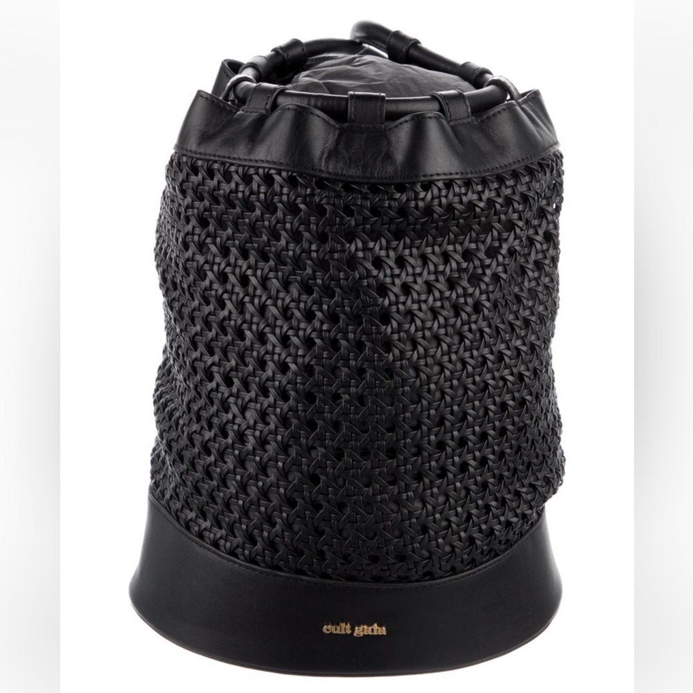 cult gaia Black Woven Bucket Bag